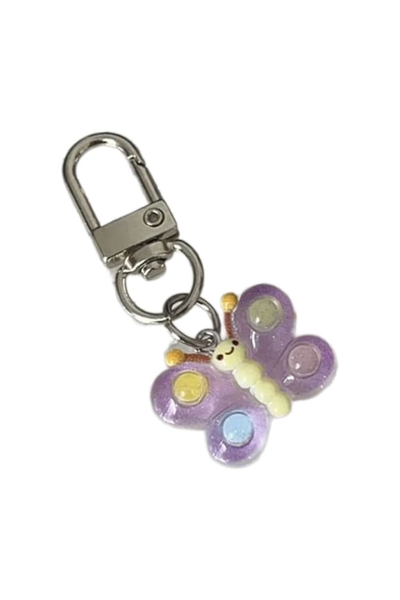 Smiles Face Butterfly Keychain Portable Resin Keyring Vibranting Bag Charm for Girls Birthday