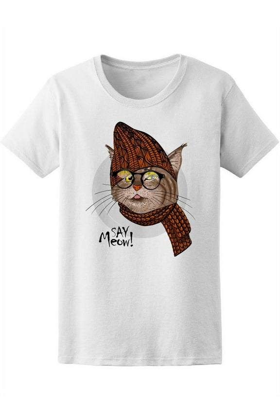 Smiley Cat With Brown Hat Tee Women's -Image by Shutterstock