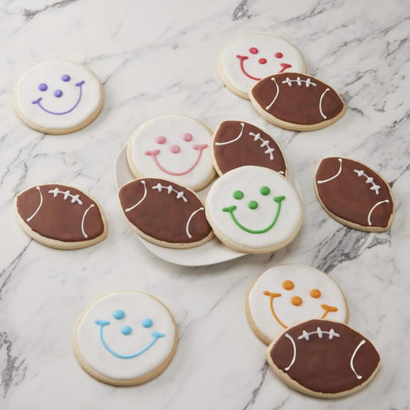 Smiley Cookie Baked Sugar Cookies - Football Variety Pack, 50 Count, 4" Individually Wrapped
