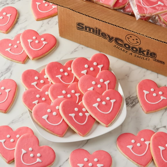 Smiley Cookie Heart Shaped Cookies, 50 Count, Nut Free, Kosher