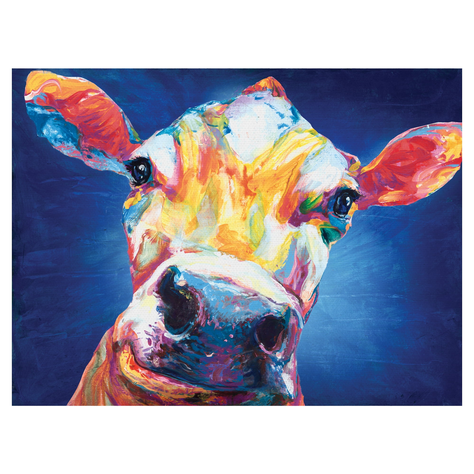 Smiley Cow Blue by Willowbrook Fine Art Canvas Art Print