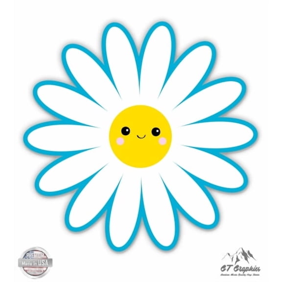 Smiley Daisy - 12" Vinyl Sticker Waterproof Decal