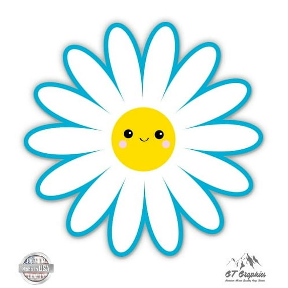 Smiley Daisy - 3" Vinyl Sticker - For Car Laptop I-Pad Phone Helmet Hard Hat - Waterproof Decal