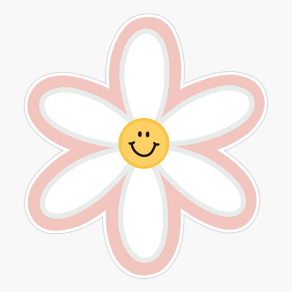 Smiley Daisy Floral Happy Spring Art Sticker