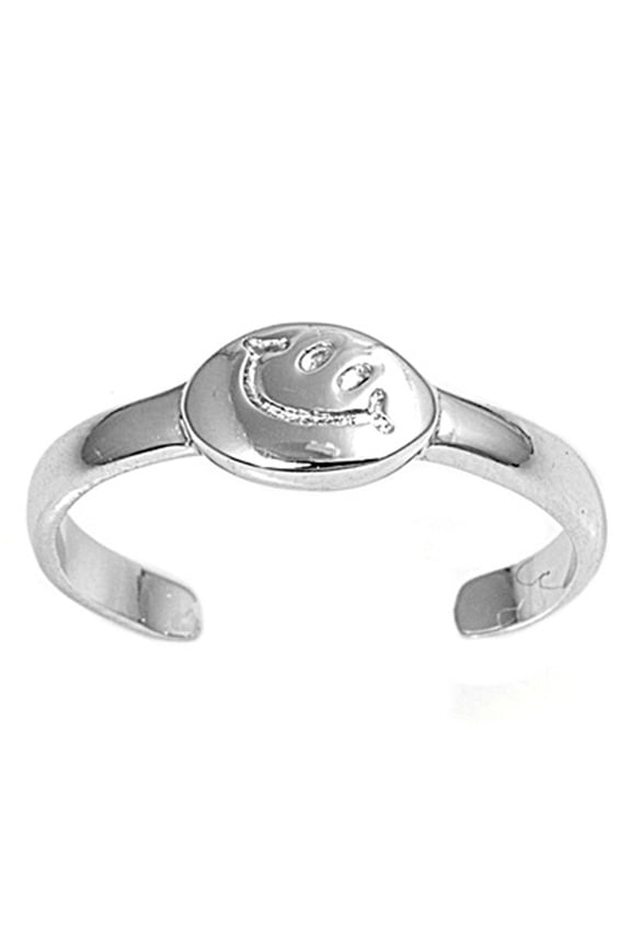 Smiley Face .925 Sterling Silver Toe Ring Jewelry Female Unisex