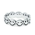 thumbnail image 1 of Smiley Face Band Plain Thumb Oxidized Ring 925 Sterling Silver Size 8, 1 of 6