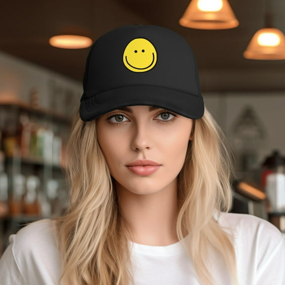 Smiley Face Baseball Cap Trucker Hat for Women Men