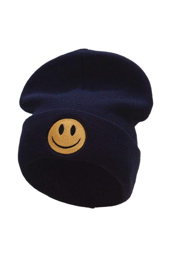 Smiley Face Big Size Acrylic Long Beanies - Navy XL-3XL