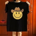 thumbnail image 1 of Smiley Face Cowboy Hat Western Fun Graphic Comfort Color Tee Graphic,for unisex up to 5XL, 1 of 2