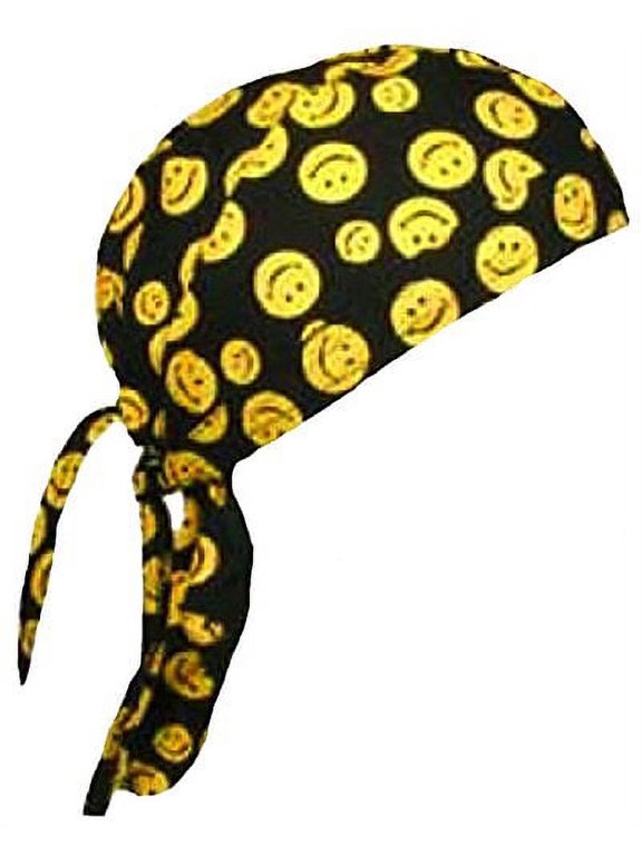 Smiley Face Doo Rag Happy Skull Cap Mens or Womens with Bumper Sticker