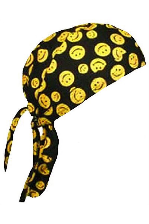 Smiley Face Doo Rag Happy Skull Cap Mens or Womens with Bumper Sticker