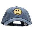 thumbnail image 1 of Smiley Face Embroidered Big Size Washed Pigment Dyed Cap - Navy XL-3XL, 1 of 5