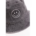 thumbnail image 1 of Ragstock Smiley Face Embroidered Black Frayed Brim Bucket Hat, 1 of 3