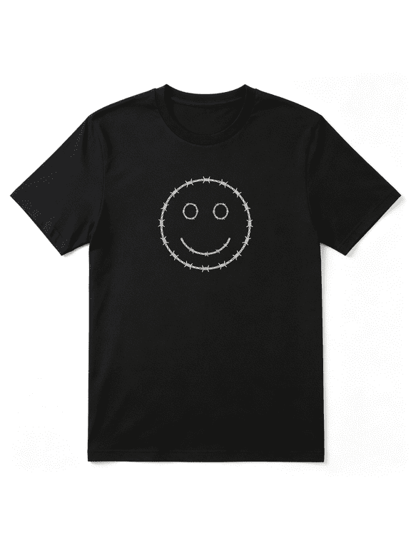 Smiley Face Expression Figure Cool Graphic Tee for Men and Women, Goofy Party Cotton Short Sleeves T-Shirt