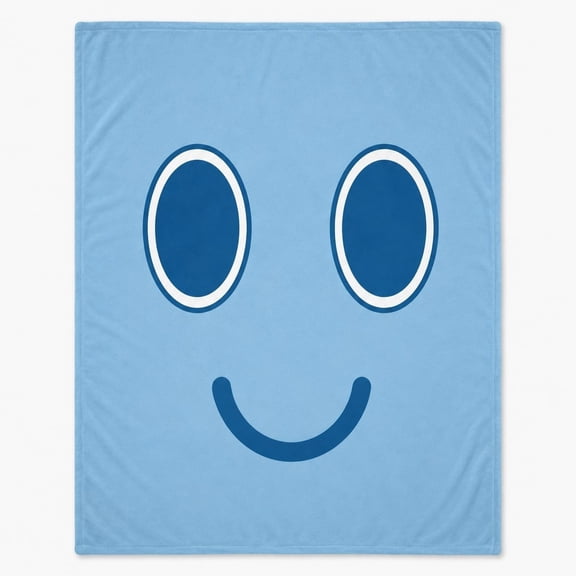 Smiley Face Fleece Blanket Soft Plush Throw Cozy Couch Blanket Blue Happy Face Gift
