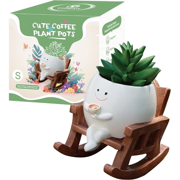 Smiley Face Flower Pot Cute Succulent Plant Pot Small Planter Funny Face Planter Ceramic Plant Pot for Succulents Cactus Indoor Plants Desk Office Home Decor Gift