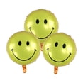 thumbnail image 1 of Smiley Face Foil Balloon Set – 3 Pack Yellow Mylar Balloons for Party Decorations, 1 of 1
