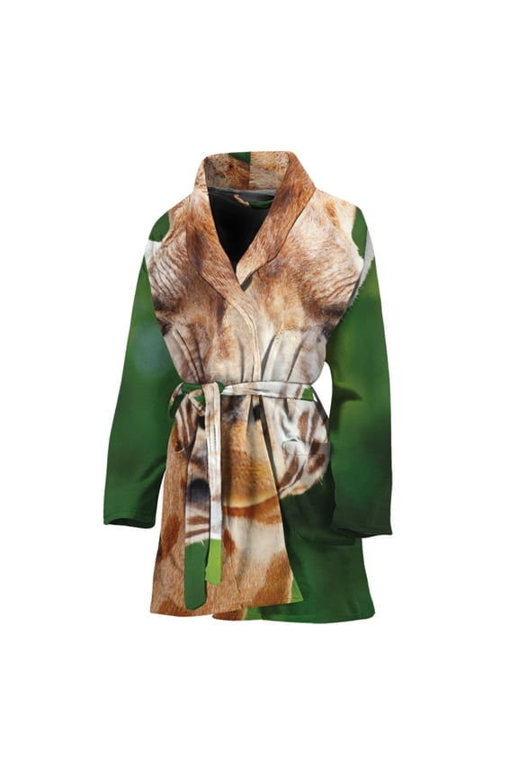 Smiley Face Giraffe Women Bathrobe One Size Univeral Fits Fashion Lightweight Plush Fleece Long Robe For Women