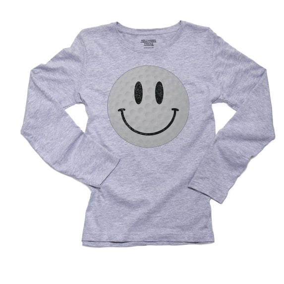 Smiley Face Golf Ball - Classic Vintage Golfing Women's Long Sleeve Grey T-Shirt