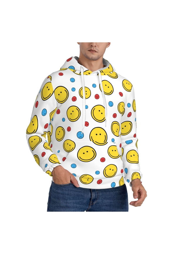 Smiley Face Hoodie Men Unisex 3d Fleece Hooded Sweatshirt 4x-Large