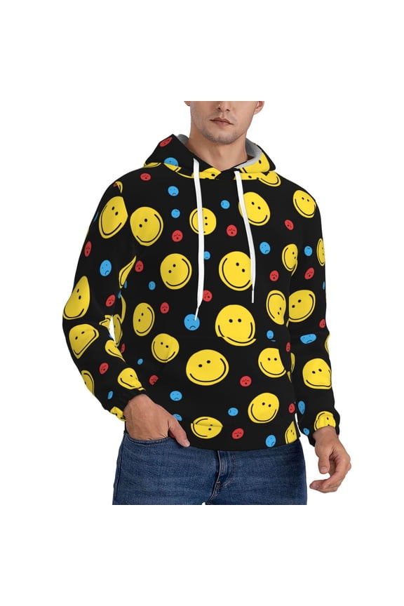 Smiley Face Hoodie Men Unisex 3d Fleece Hooded Sweatshirt X-Small