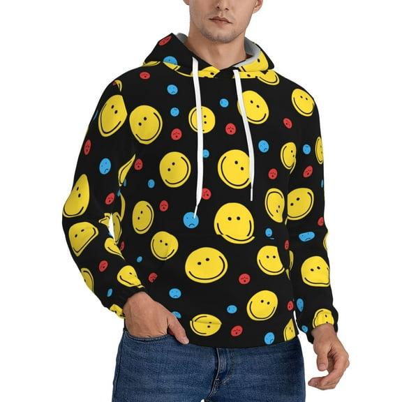 Smiley Face Hoodie Men Unisex 3d Fleece Hooded Sweatshirt Xx-Large