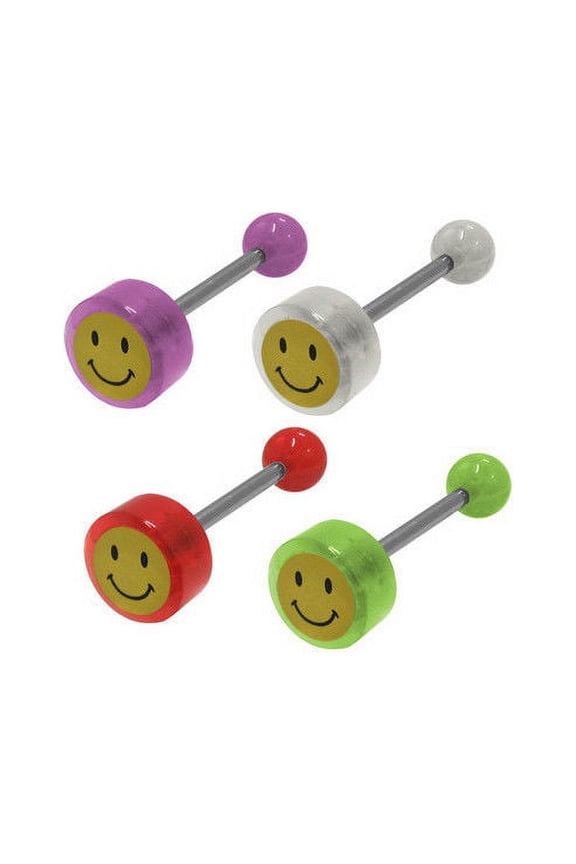 Smiley Face Logo Barbell Tongue Ring