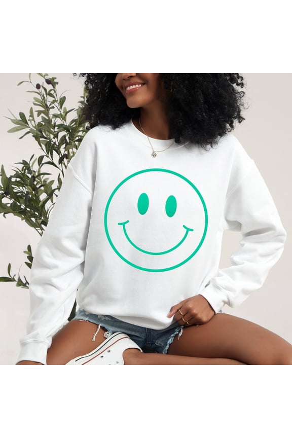 Smiley Face Outline Puff Print | Sweatshirt