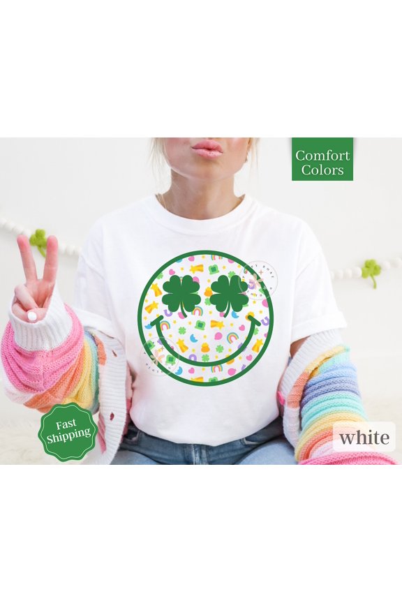 Smiley Face Paddys T-Shirt All Size S-3XL