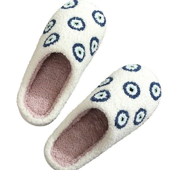 Smiley Face Plush Slippers, Warm Indoor House Shoes, Non-Slip, Unisex