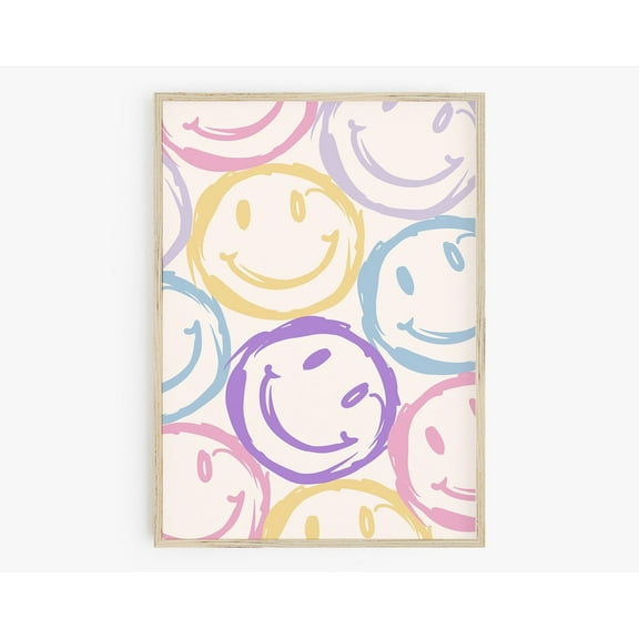 Smiley Face Poster, Y2K Print, Danish Pastel Decor Y2K Decor, Dorm Room Decor, Groovy Teen Room Wall Art, Modern Wall Decor, 8x12 UNFRAMED