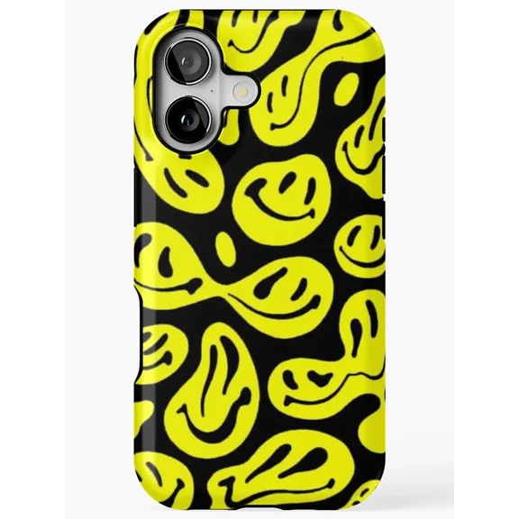Smiley Face Psychedelic Pattern Protective Case for iPhone 11 12 13 14 15 16 17 Pro Max
