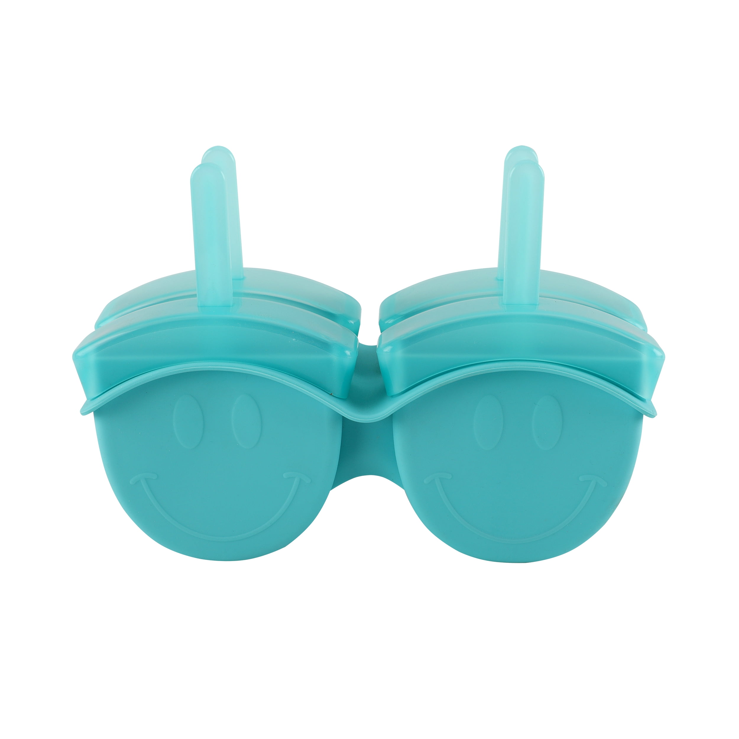 Smiley Face Silicone Ice Pop Molds - Reusable & Dishwasher Safe, Teal