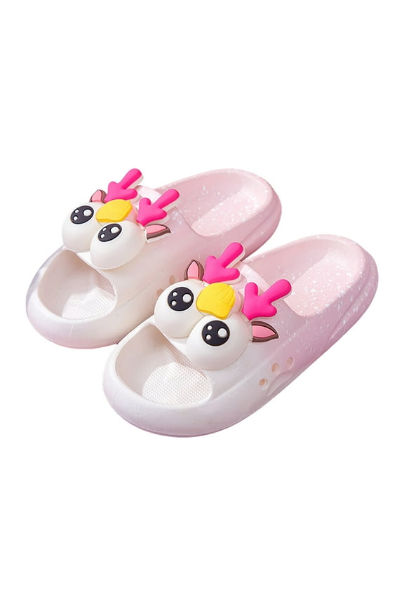 Smiley Face Slippers Kids Slides Slippers for Kids Boys Girls Non-Slip Shower Slippers Bathroom Pool Sandals Cute Panda Open Toe House Slipper