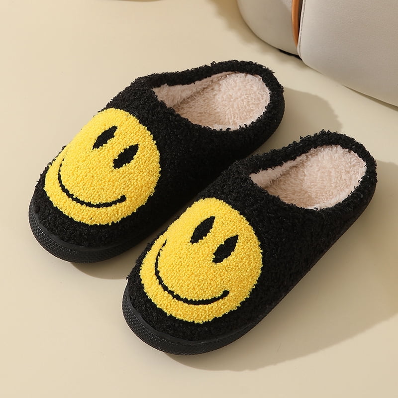Smiley Face Slippers Women Men Preppy Slippers House Fuzzy Bedroom ...