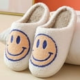 thumbnail image 1 of Smiley Face Slippers for Women Men Anti-Slip Soft Plush Comfy Indoor Slippers Couple Style Home Shoes, 1 of 7