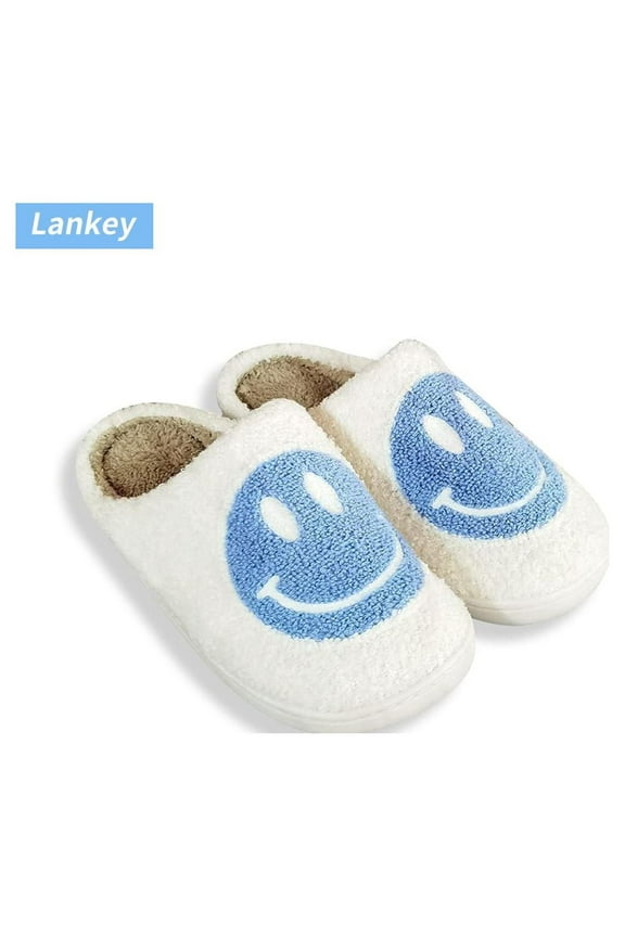 Smiley Face Slippers for Women Men, Anti-Slip Soft Plush Comfy Indoor Slippers