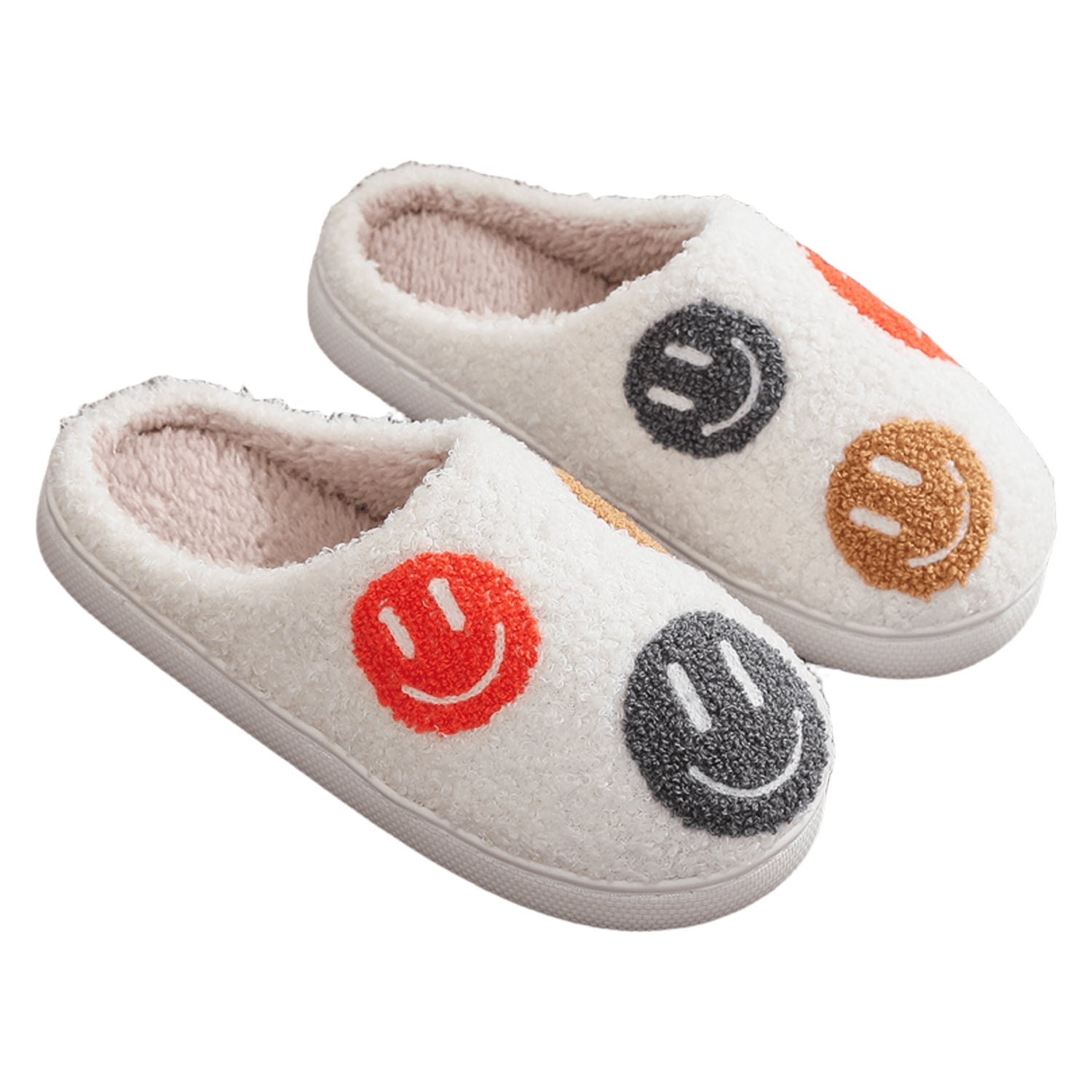 Smiley Face Slippers for Women Men Preppy Slippers House Fuzzy Indoor ...