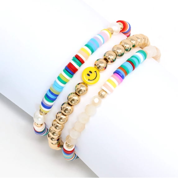 Smiley Face Stackable Bracelets 3 Set