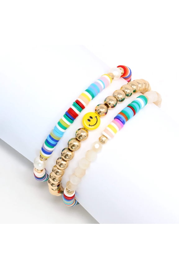 Smiley Face Stackable Bracelets 3 Set