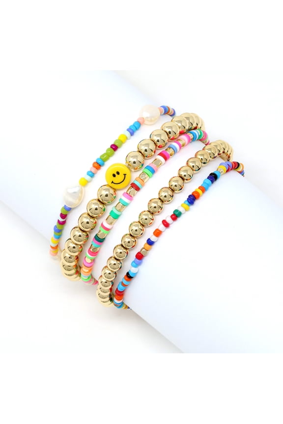 Smiley Face Stackable Bracelets 5 Set