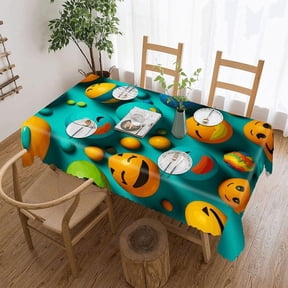 Smiley Face Tablecloth Rectangular for Home Decor, Washable Table Cover for Restaurant, Stain Reusable Table Cloth for Weddings, Dinners, Kitchen, Party 55"x70"
