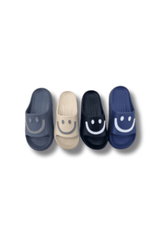 Smiley Face Unisex Slide Slippers - Comfortable Indoor/Outdoor Foam Slides