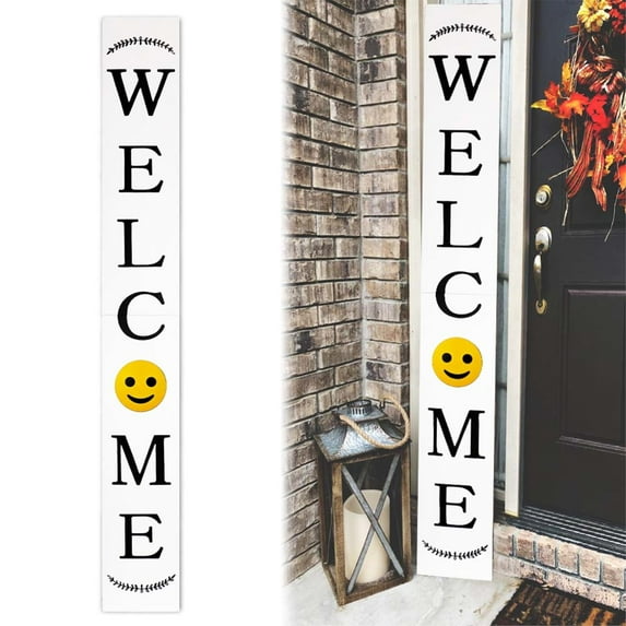 Smiley Face Welcome Sign / Color: White