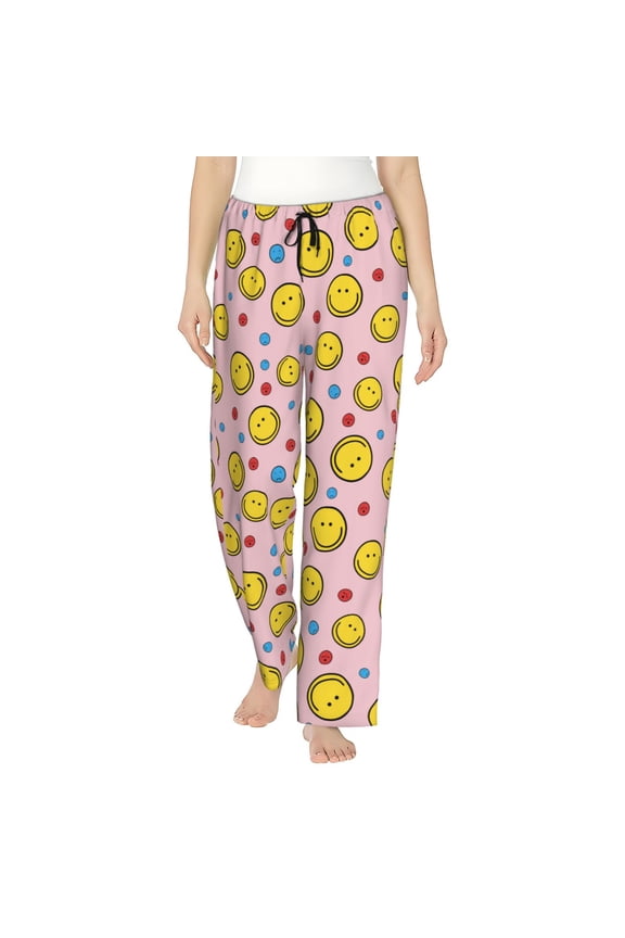 Smiley Face Women'S Pajama Pants Drawstring Pj Bottoms Pants With Pockets Medium