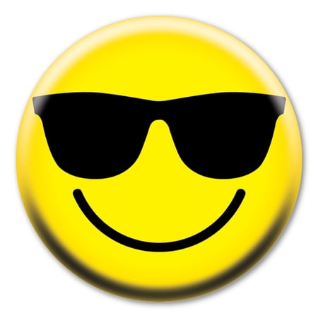 Smiley Face with Shades Circle Button with Magnetic Badge Back