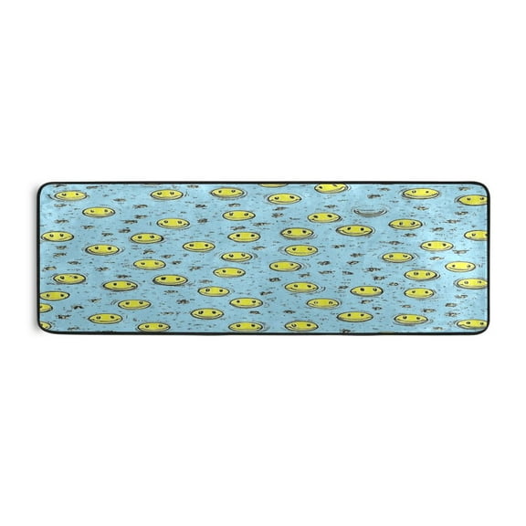 Smiley Faces 72x24" Runner Rug, Non-Slip Memory Foam Cushion, Anti-Crease for Hallways and Bedrooms