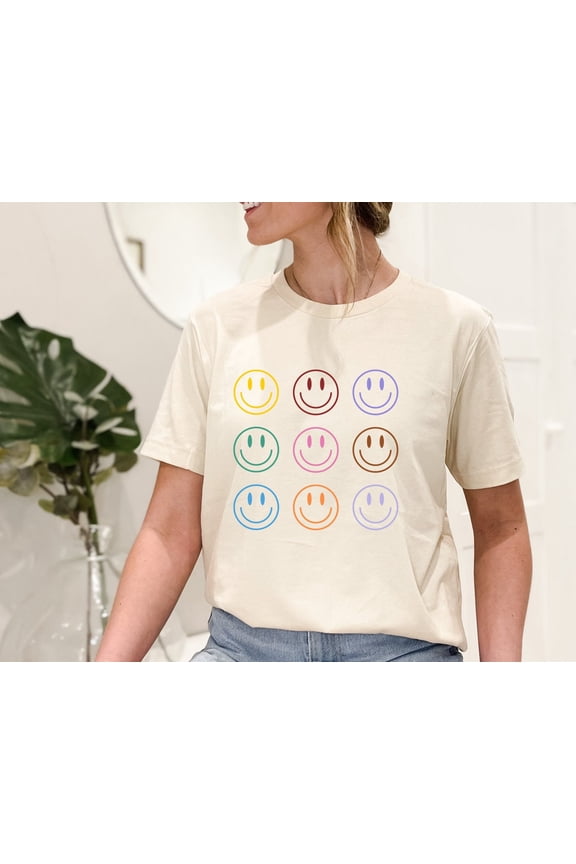 Smiley Faces Shirt Positivity, Happy Face Aesthetic , Good Vibes Tee, Think Positive Clothing, Retro Smiley Face Tshirt, Full Size S-5XL