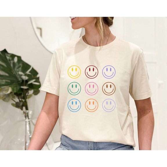 Smiley Faces Shirt Positivity, Happy Face Aesthetic , Good Vibes Tee, Think Positive Clothing, Retro Smiley Face Tshirt, Full Size S-5XL
