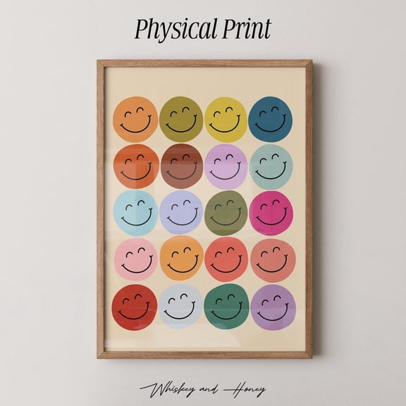 Smiley Faces Wall Art Colorful Retro Decor